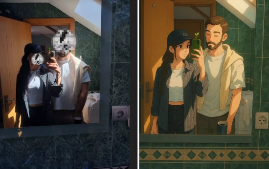Antes y después de la foto utilizada para convertirla en una ilustración al estilo Studio Ghibli/ Montaje CG Antes y después de la foto utilizada para convertirla en una ilustración al estilo Studio Ghibli/ Montaje CG