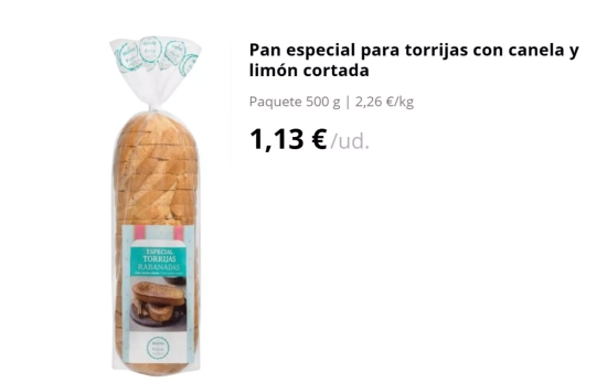 Pan preparado y especiado para torrijas/ MERCADONA Pan preparado y especiado para torrijas/ MERCADONA