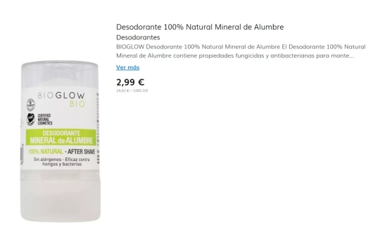 Desodorante en piedra de alumbre/ PRIMOR Desodorante en piedra de alumbre/ PRIMOR