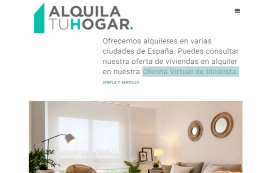 Aspecto de la web de Alquilatuhogar / CG Aspecto de la web de Alquilatuhogar / CG