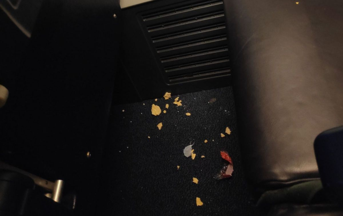 Restos de comida y suciedad en un vuelo de Ryanair / TWITTER