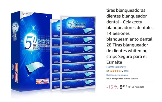 Tiras blanqueadoras dientes blanqueador dental - Celakeety/ AMAZON Tiras blanqueadoras dientes blanqueador dental - Celakeety/ AMAZON