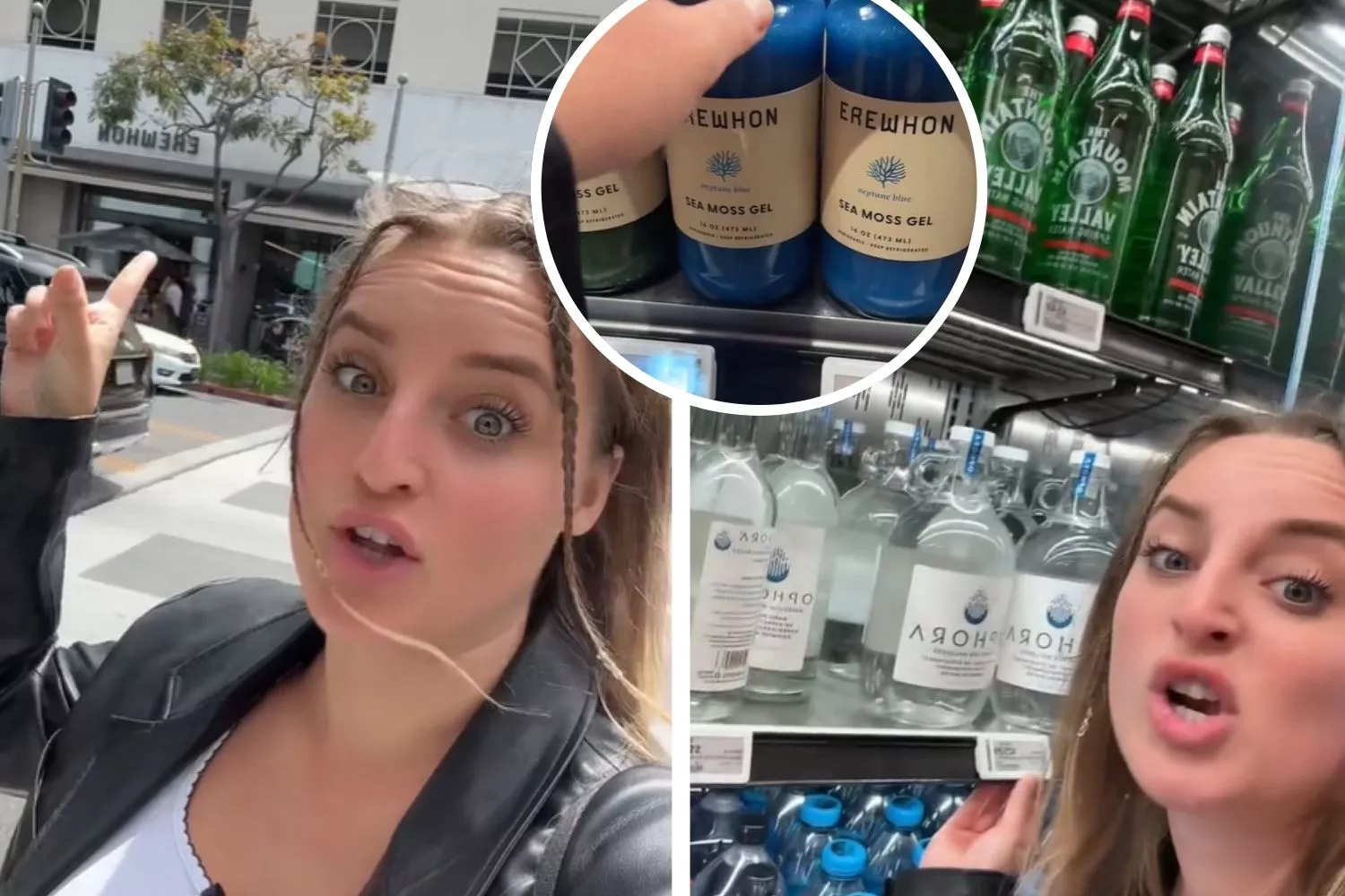 Sandra Pérez, tiktoker, en un supermercado de Estados Unidos / Montaje CG