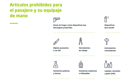 Artículos prohibidos para el pasajero/ AENA Artículos prohibidos para el pasajero/ AENA