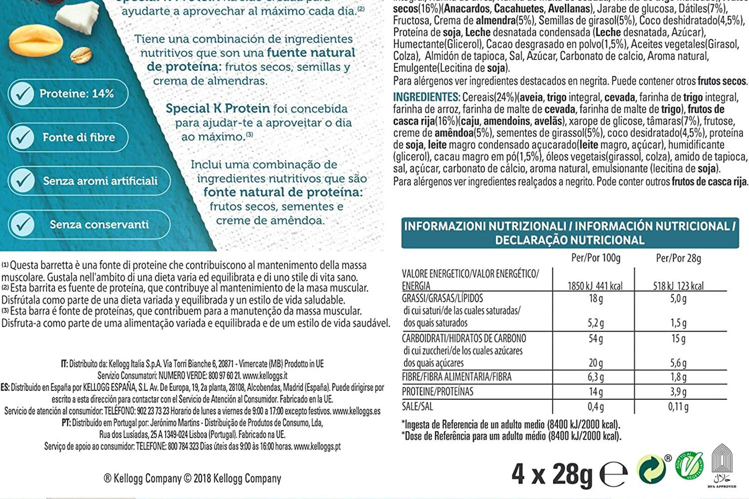 Kellogg’s Barritas Special K protein Kellogg’s Barritas Special K protein
