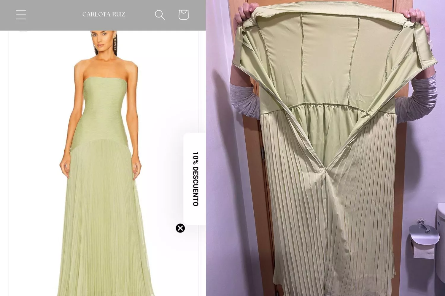El vestido que le llegó a una usuaria de Carlota Ruíz / CG