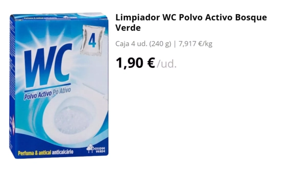 Polvos efervescentes WC Polvo Activo limpiadores/ MERCADONA Polvos efervescentes WC Polvo Activo limpiadores/ MERCADONA