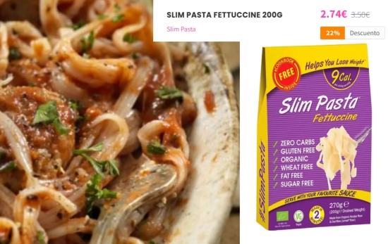 Pasta Konjac boloñesa con la marca Slim Pasta/ Montaje CG Pasta Konjac boloñesa con la marca Slim Pasta/ Montaje CG