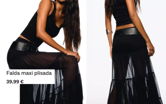 Falda maxi plisada con trasparencias/ BERSHKA Falda maxi plisada con trasparencias/ BERSHKA