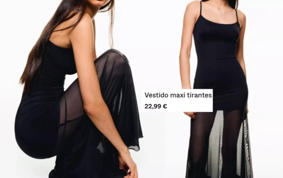 Vestido maxi tirantes con transparencias/ BERSHKA Vestido maxi tirantes con transparencias/ BERSHKA