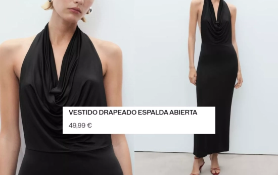 Vestido negro slim con cuello drapeado/ MANGO Vestido negro slim con cuello drapeado/ MANGO