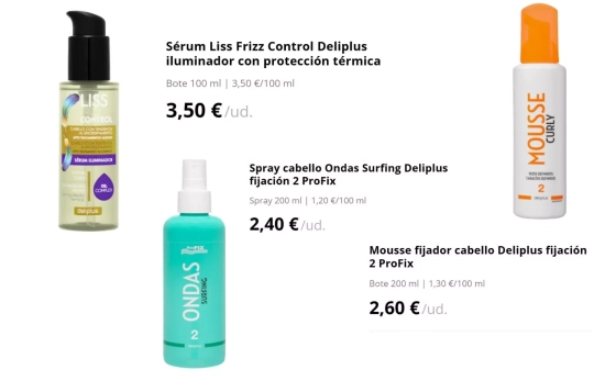 Spray de sal marina, mousse para ondas y sérum antifrizz de Deliplus/ MERCADONA
