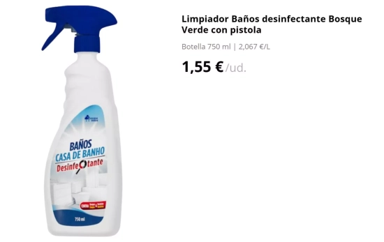 Limpiador Baños desinfectante Bosque Verde con pistola/MERCADONA Limpiador Baños desinfectante Bosque Verde con pistola/MERCADONA