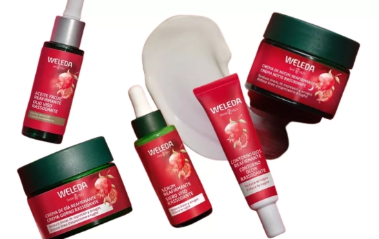 Línea de cuidado facial reafirmante de Weleda/ Montaje CG Línea de cuidado facial reafirmante de Weleda/ Montaje CG