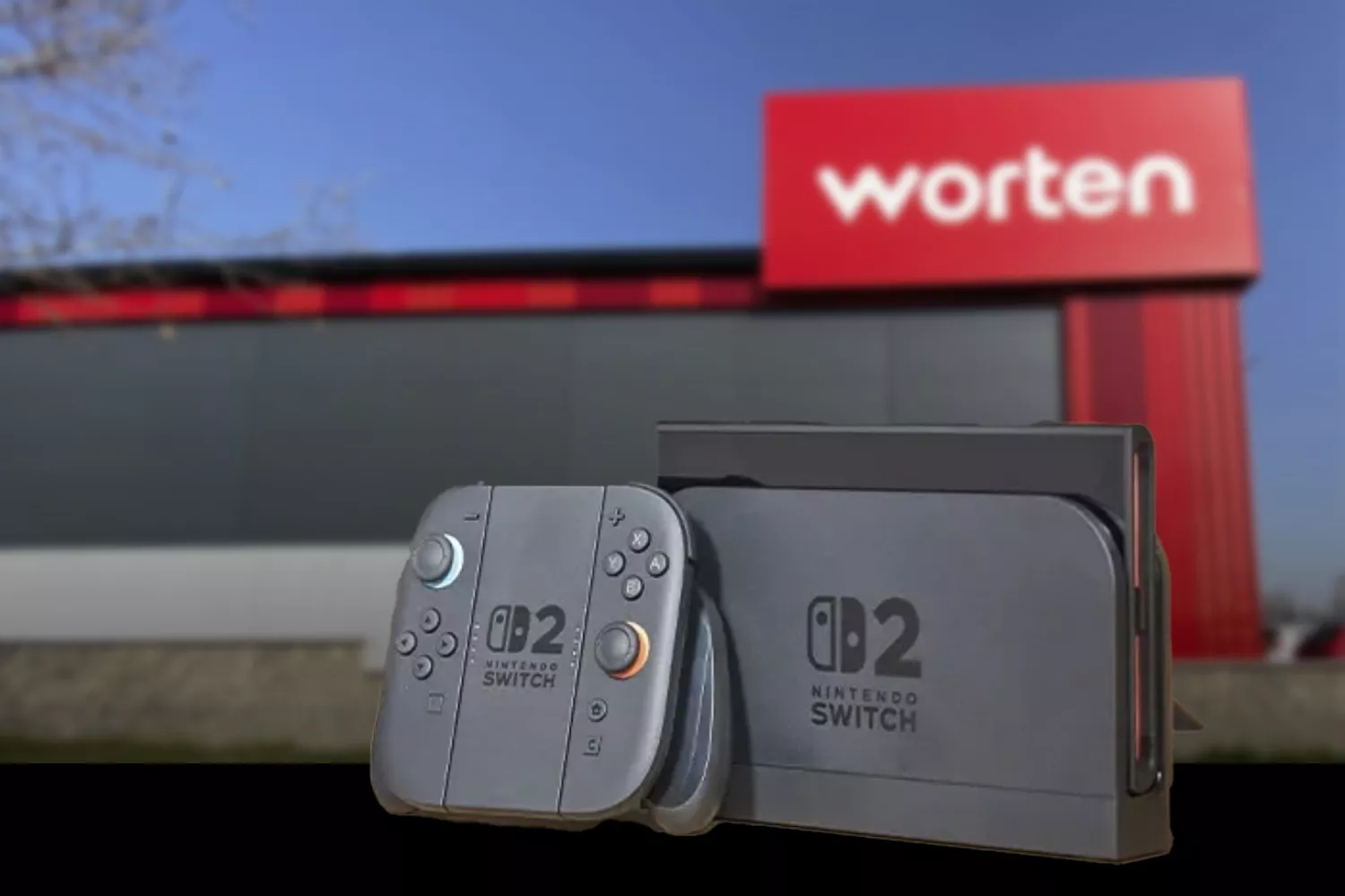 Una Nintendo Switch con una tienda Worten de fondo / FOTMONTAJE CG
