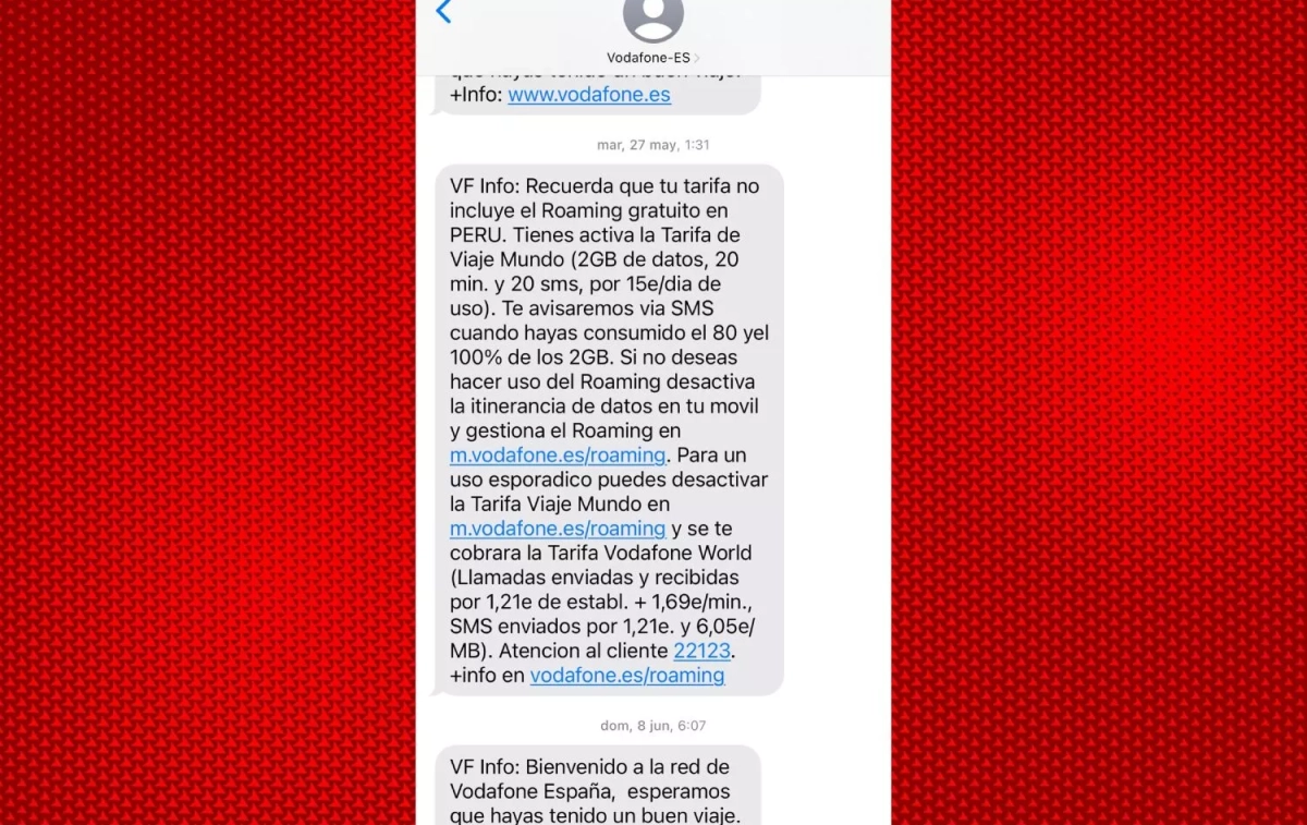 Captura del mensaje de Vodafone (1) Captura del mensaje de Vodafone (1)