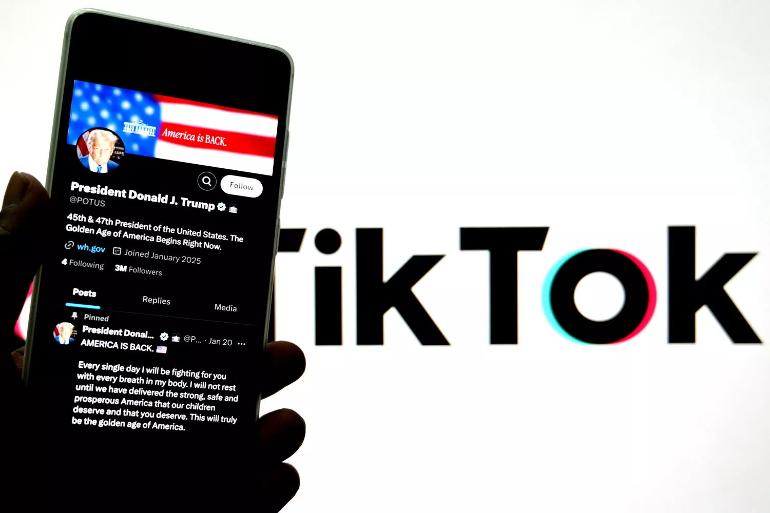 La cuenta de Donald Trump en la red social X y el logo de TikTok / EUROPA PRESS