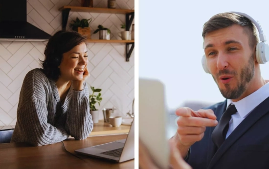 Una pareja en una videollamada/ Montaje CG Una pareja en una videollamada/ Montaje CG