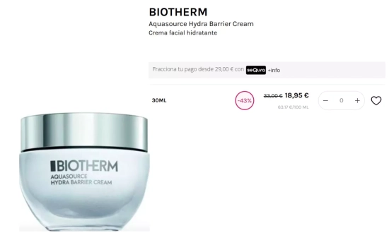 BIOTHERM Aquasource Hydra Barrier Cream Crema facial hidratante/ DRUNI BIOTHERM Aquasource Hydra Barrier Cream Crema facial hidratante/ DRUNI