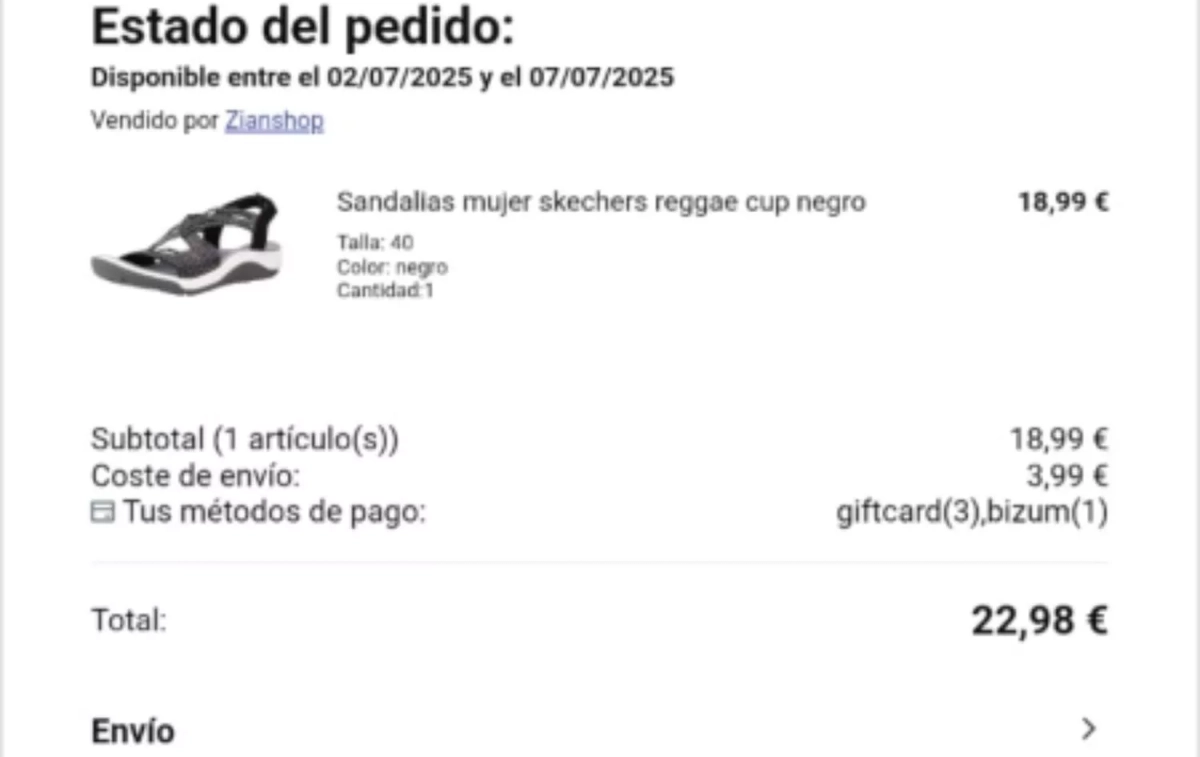 El precio inicial de las sandalias CEDIDA El precio inicial de las sandalias CEDIDA