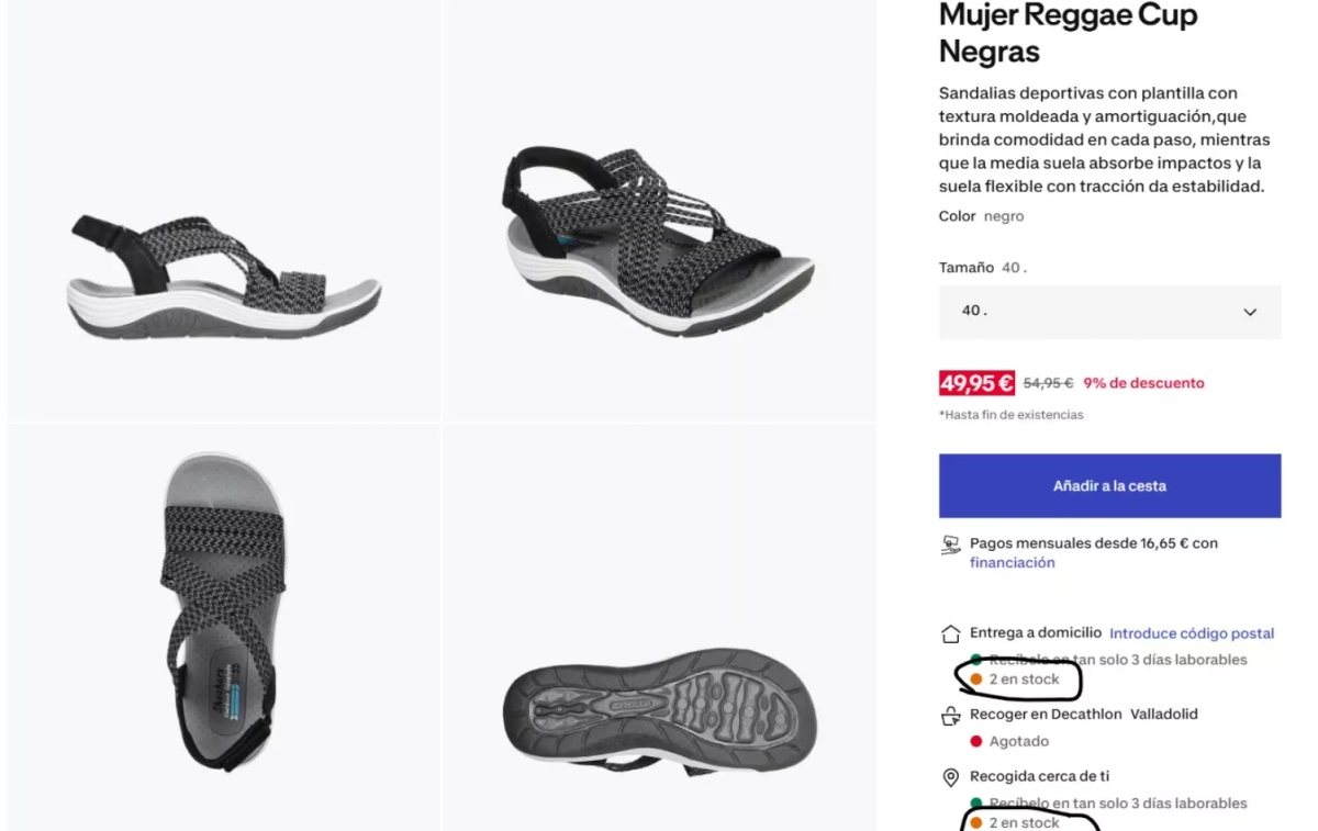 El mismo producto en la página de Decathlon tras ser cancelado el producto de la afectada CEDIDA El mismo producto en la página de Decathlon tras ser cancelado el producto de la afectada CEDIDA