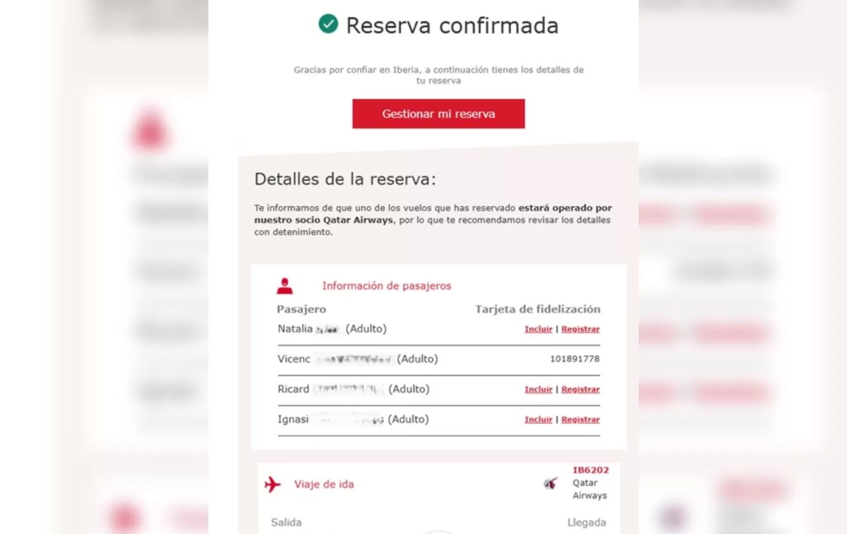 La única reserva confirmada de Iberia pagada dos veces CEDIDA La única reserva confirmada de Iberia pagada dos veces CEDIDA