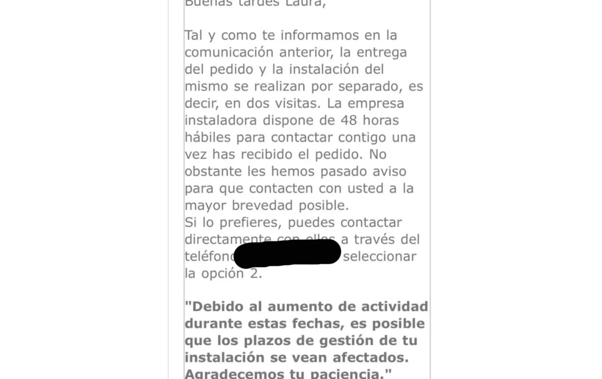 El mensaje que le envío MediaMarkt a Laura CEDIDA El mensaje que le envío MediaMarkt a Laura CEDIDA