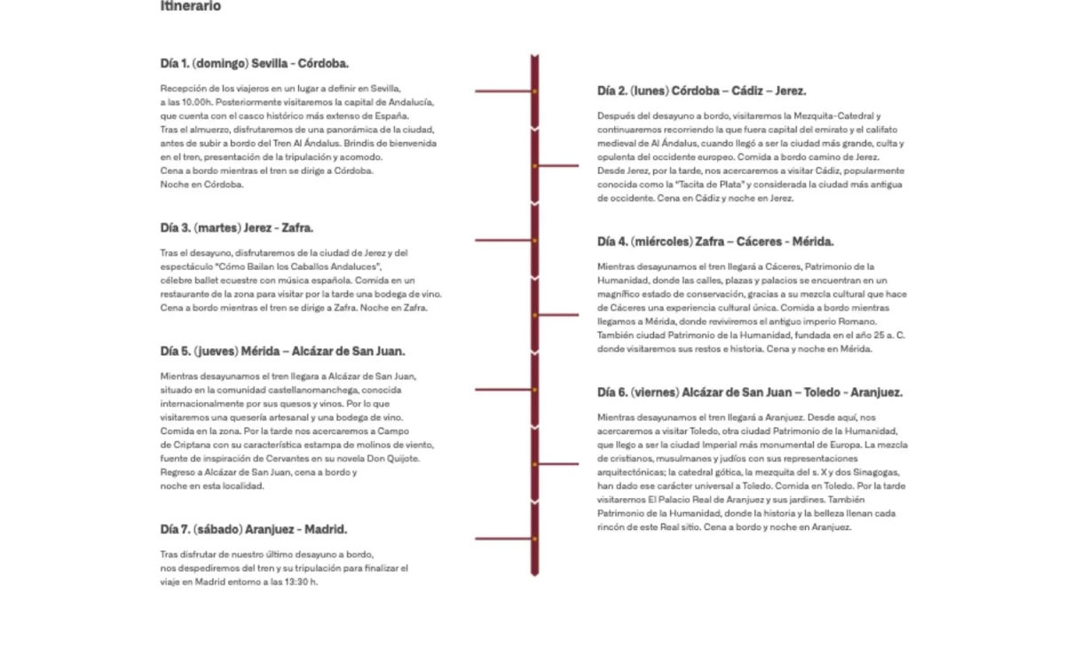 El itinerario del tren Al Ándalus RENFE El itinerario del tren Al Ándalus RENFE