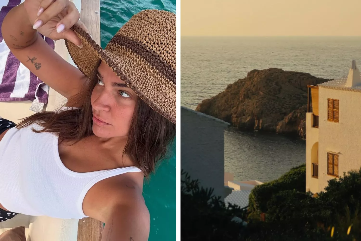 Laura Escanes y la espectacular villa que ha alquilado este verano en Menorca/ Montaje CONSUMIDOR GLOBAL