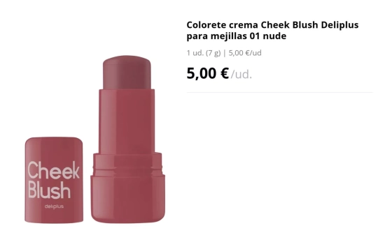 Colorete crema Cheek Blush Deliplus para mejillas / MERCADONA Colorete crema Cheek Blush Deliplus para mejillas / MERCADONA
