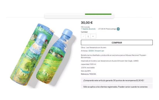 Botella termo inspirada en 'Les Vessenots en Auvers' (1890) de Vincent van Gogh / Tienda Thyssen Botella termo inspirada en 'Les Vessenots en Auvers' (1890) de Vincent van Gogh / Tienda Thyssen