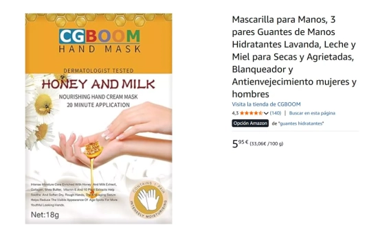 Mascarilla hidratante para manos/AMAZON Mascarilla hidratante para manos/AMAZON