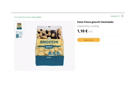 Pasta fresca ñoquis de Mercadona / MERCADONA
