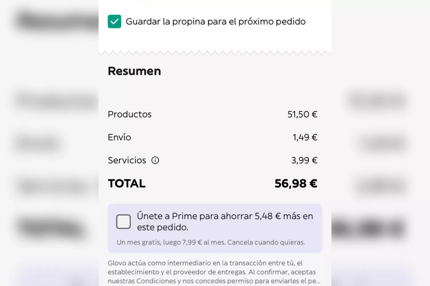 Cobro extra de 3,99 euros en Glovo / CG