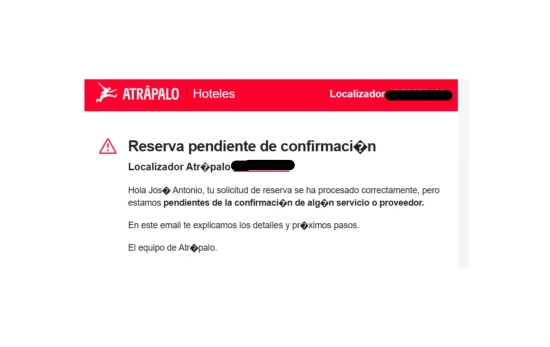 La advertencia  pendiente de confirmación  de Atrápalo   CEDIDA