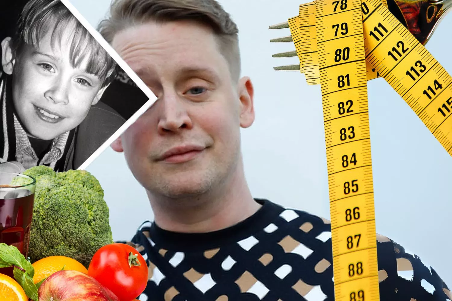 Macaulay Culkin y alimentos para hacer dieta / Montaje CONSUMIDOR GLOBAL