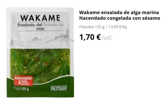 Algas wakame con espirulina/ MERCADONA Algas wakame con espirulina/ MERCADONA