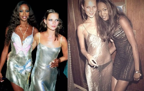 Kate Moss y Naomi Campbell en las fiestas de Elite Models de los años 90/ PINTEREST