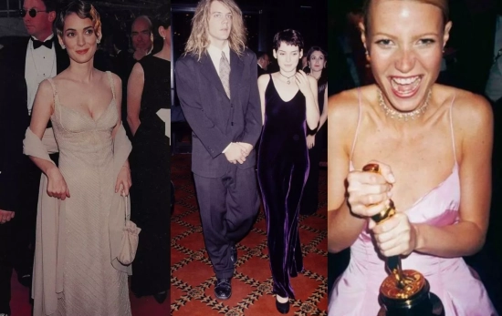 Gwyneth Paltrow y Winona Ryder usando un vestido lencero en varios eventos/ Montaje CG