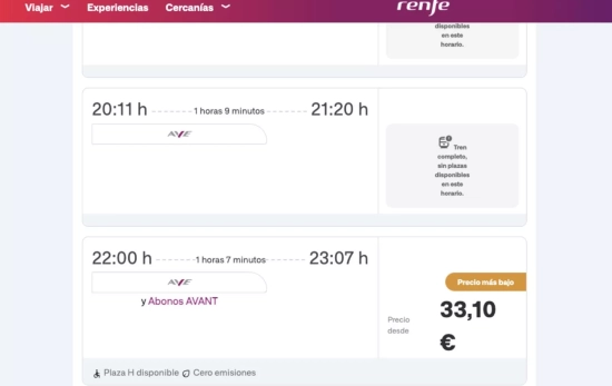 Trayecto Zamora-Madrid para este martes, 19 de agosto de 2025 a las 22:00 horas / RENFE Trayecto Zamora-Madrid para este martes, 19 de agosto de 2025 a las 22:00 horas / RENFE