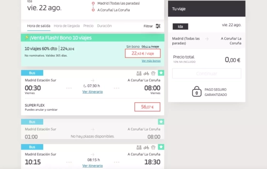Algunos asientos libres en autobuses que conectan Madrid y A Coruña / ALSA Algunos asientos libres en autobuses que conectan Madrid y A Coruña / ALSA