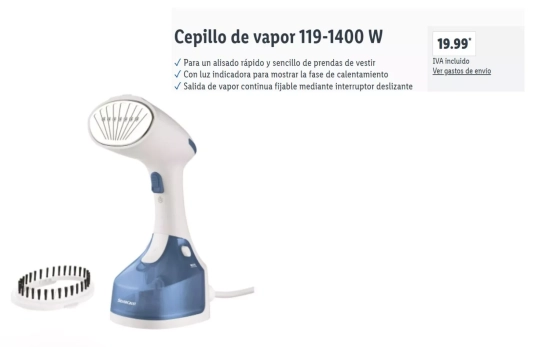 Cepillo de vapor 119-1400 W/ LIDL Cepillo de vapor 119-1400 W/ LIDL