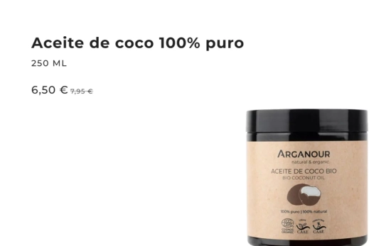 Aceite de coco natural/ Arganour