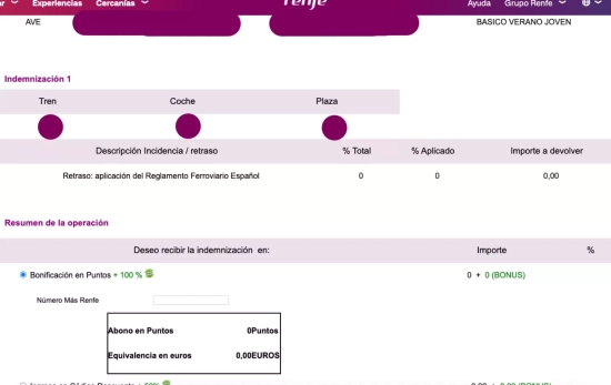 Ninguna indemnización CEDIDA Ninguna indemnización CEDIDA