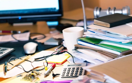 Un escritorio mal ordenado de trabajo, causa de falta de productividad/ CANVA Un escritorio mal ordenado de trabajo, causa de falta de productividad/ CANVA