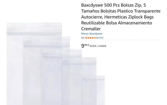 Bolsas con zip/ AMANZON Bolsas con zip/ AMANZON
