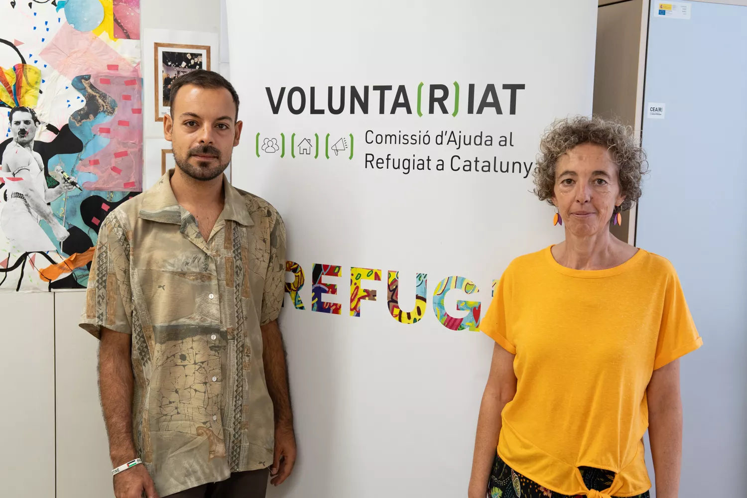 Aitor Molina, técnico de Incidencia y Comunicación de CEAR, y Anna Figueras, coordinadora Territorial de CEAR / ÒSCAR GIL COY