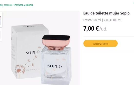 El frasco de Soplo a la venta en Mercadona El frasco de Soplo a la venta en Mercadona