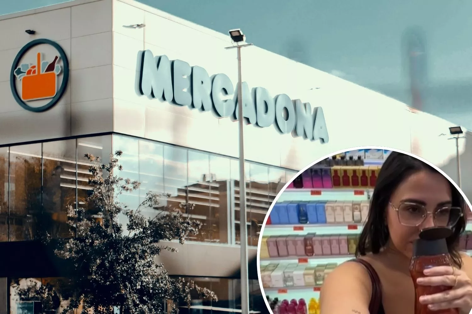 Un supermercado Mercadona y una persona con su nuevo gel viral / Montaje Consumidor Global