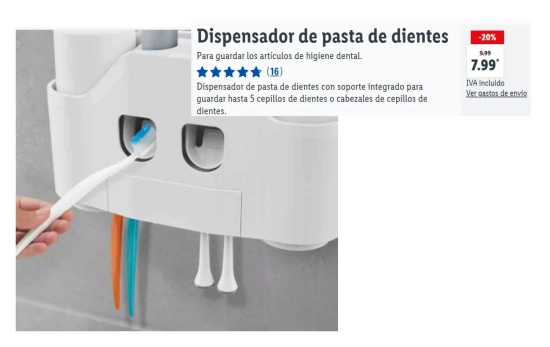 Dispensador de pasta de dientes/ LIDL